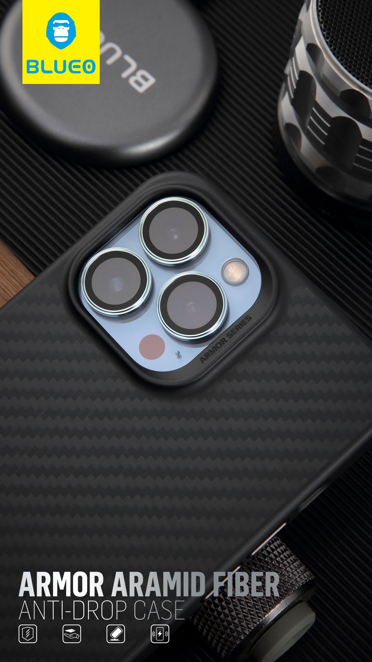 BlueO Armor Aramid Fiber Anti-Drop Case for iPhone