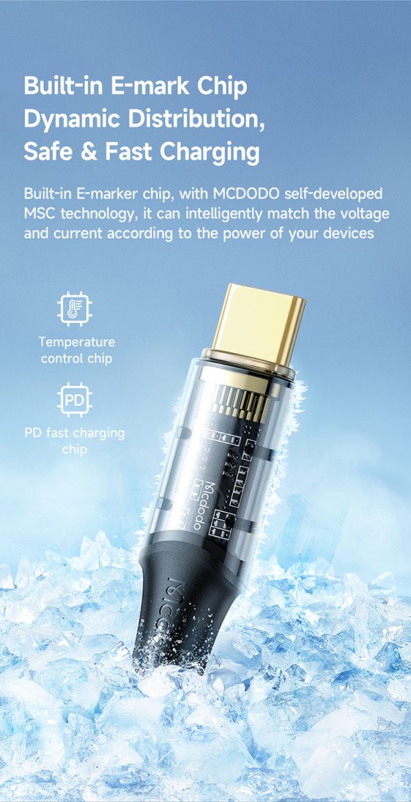 Mcdodo CA-211 Transparent Data Cable Type-C to Type-C 1.2m