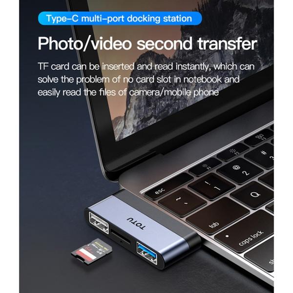 TOTU FGCR-012 Linglong Series 3 in 1 USB-C / Type-C to USB 3.0 + USB 2.0 + TF Card Slot Docking Station