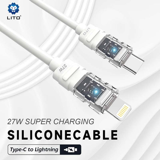 LITO 27W C TO Lightning Silicone Fast Charging Cable (Transparent Head)