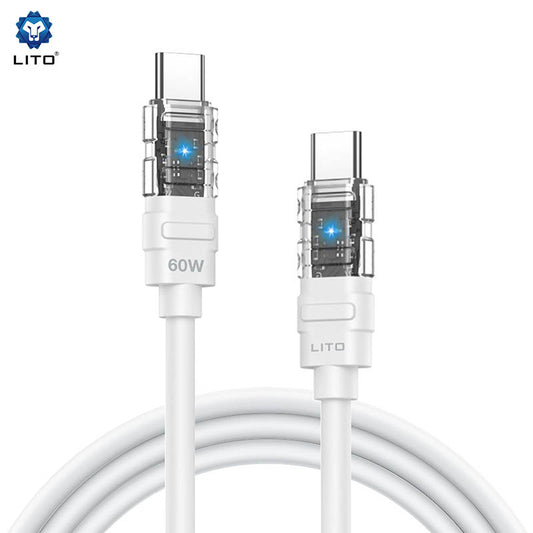 LITO 60W C TO C Silicone Fast Charging Cable (Transparent Head)