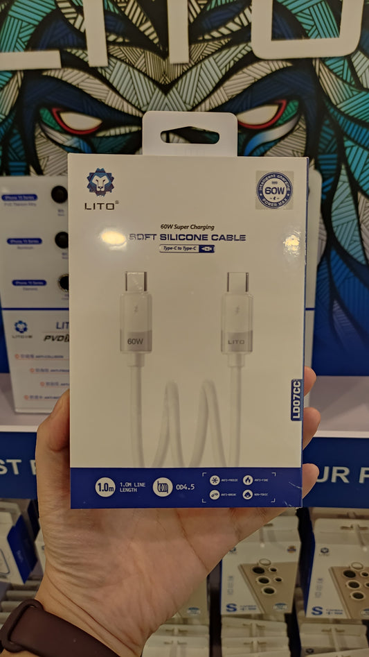 LITO Fast USB C to C Cable Liquid Silicone 1M