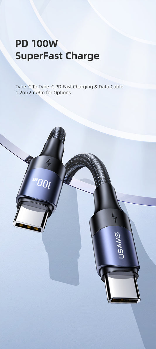 USAMS US-SJ525 Type C to Type C 100W PD Fast Charging & Data Cable (2M)