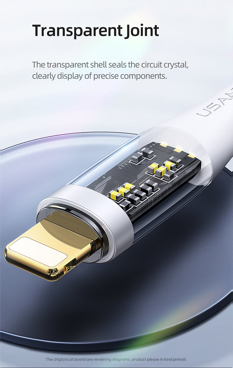 USAMS US-SJ571 Lightning Aluminum Alloy Transparent Data Cable Icy Series (1.2M)