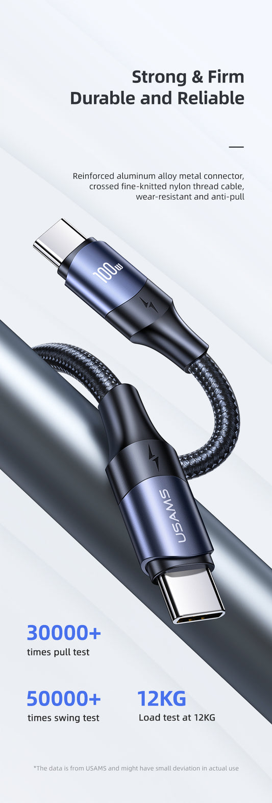 USAMS US-SJ526 Type C to Type C 100W PD Fast Charging & Data Cable (3M)