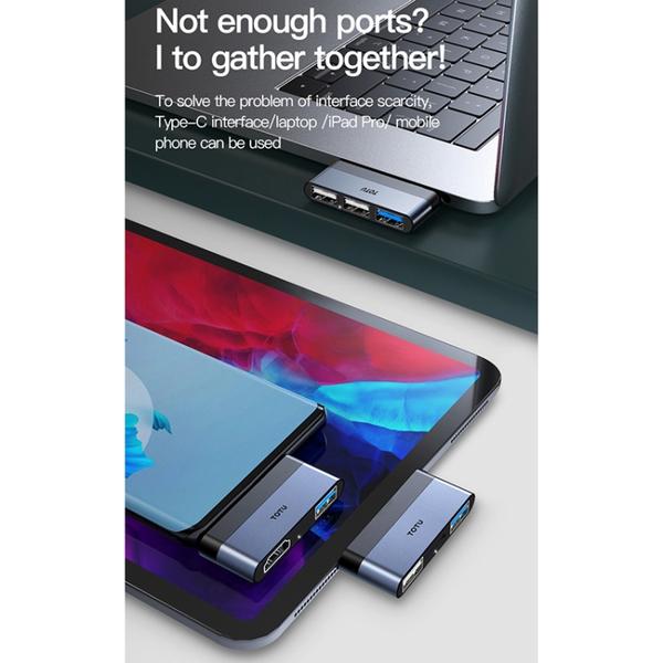 TOTU FGCR-012 Linglong Series 3 in 1 USB-C / Type-C to USB 3.0 + USB 2.0 + TF Card Slot Docking Station