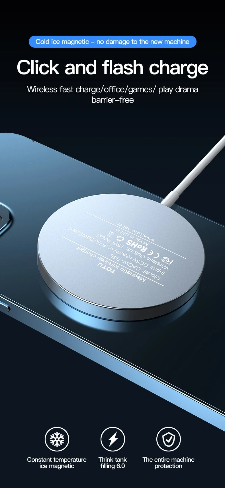 TOTU DESIGN CACW-048 Glory Series 15W Magnetic Wireless Charger